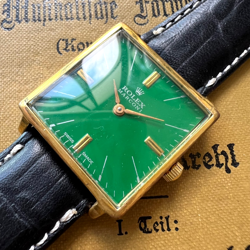 [VINTAGE] ROLEX MARCONI 1920'S GREEN DIAL 18GKP CASE 27MM WATCH LEATHER BELT S3