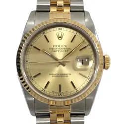 ROLEX DATEJUST E-SERIES 16233 CHAMPAGNE GOLD SS/K18YG #888