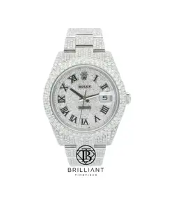 ROLEX DATEJUST II 126300 STAINLESS STEEL 41MM FULL DIAMOND WATCH 25.5CT