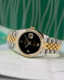 ROLEX DATEJUST 116233 FACTORY ONYX DIAMOND DIAL 18K/SS 36MM BOX PAPERS