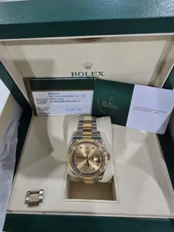 ROLEX DATEJUST 41MM 18K TWO TONE 116333 CHAMP DIAMOND DIAL- BOXPAPERS + 2024 RSC
