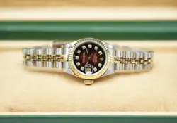 Ladies Steel & Gold Rolex Datejust 26mm 69173 Custom Red Vignette Diamond Dial