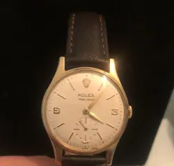 9CT GOLD MENS ROLEX PRECISION WATCH  COMPLETE SET ROLEX PAPERS & ROLEX BOX