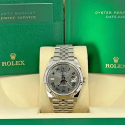 ROLEX DATEJUST WIMBLEDON 41MM, GRAY ROMAN DIAL, JUBILEE 126334-0022 MINT 2020