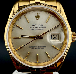 1984 ROLEX DATEJUST - REF. 16018 - SOLID 18K GOLD JUBILEE - VINTAGE 36MM WATCH