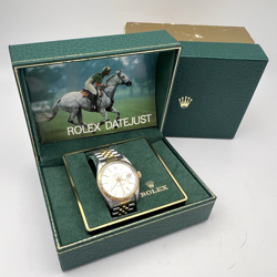 1986 2 Tone Rolex 16013 Cal.3035 Oyster Perpetual Date Just Wrist Watch W/ Box.