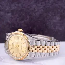 Rolex Vintage 36mm Datejust Mens Yellow Gold & Steel Watch Jubilee Dial 1601