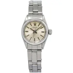 ROLEX OYSTER PERPETUAL 6618 STAINLESS STEEL SILVER DIAL AUTO LADY WATCH 24MM