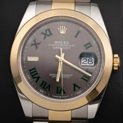 ROLEX DATEJUST 41MM 126303 TWO-TONE OYSTER WIMBLEDON GRAY GREEN DIAL PAPER & BOX