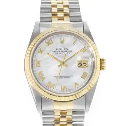 ROLEX DATEJUST 36 16233 MOTHER OF PEARL STEEL YELLOW GOLD MENS WATCH 1991