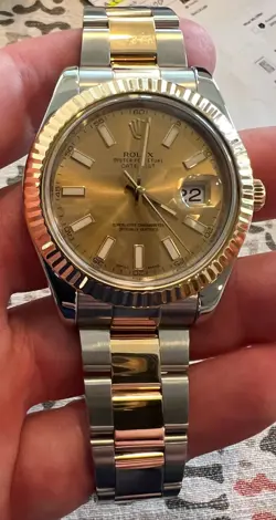 ROLEX 116333 CHAMPAGNE DIAL DATEJUST II OYSTER PERPETUAL OYSTER BAND 18K GOLD