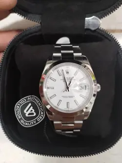ROLEX DATEJUST 126300 SILVER OYSTER BRACELET WITH WHITE BEZEL
