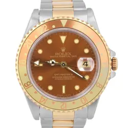 1991 ROLEX GMT-MASTER II 'ROOT BEER' 18K GOLD STEEL BROWN 40MM WATCH 16713