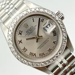 ROLEX DATEJUST 79174 LADIES 26MM SILVER DIAL DIAMOND BEZEL WATCH BOX & PAPERS