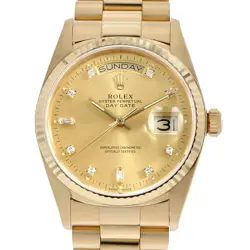 ROLEX DAY DATE 18038A CHAMPAGNE GOLD R NUMBER SECOND HAND MENS