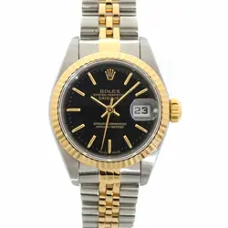 ROLEX DATEJUST 69173 BLACK CASE SIZE 26MM LADIES USED WATCH #825612
