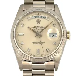 ROLEX DAY-DATE X 18239A WATCHES WHITE GOLD MECHANICAL AUTOMATIC SILVERDIAL...