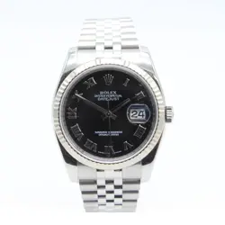 ROLEX STAINLESS STEEL DATEJUST 36MM BLACK DIAL