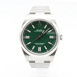 ROLEX STAINLESS STEEL OYSTER PERPETUAL 41MM GREEN DIAL