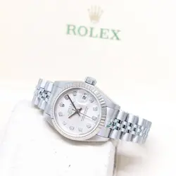 ROLEX 26MM OYSTER PERPETUAL SILVER DIAMONDS LADY DATEJUST REF: 69174 (T)