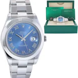 MINT Rolex DateJust II 116300 Blue Roman Dial Steel 41mm Watch Box