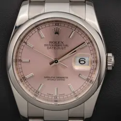ROLEX DATEJUST 116200 SMOOTH BEZEL WATCH 36MM OYSTER SALMON PINK INDEX DIAL