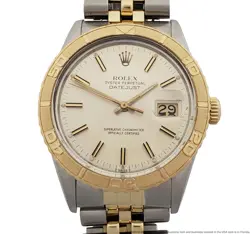 RARE TURN O GRAPH ROLEX DATEJUST 16253 GOLD SS MENS VINTAGE WATCH