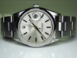 ROLEX DATE 15200 MENS STAINLESS STEEL WATCH DOMED BEZEL OYSTER BAND SILVER DIAL