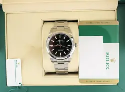2019 ROLEX OYSTER PERPETUAL 114300 BLACK DIAL SS OYSTER WITH PAPERS 39MM