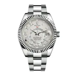 ROLEX SKY-DWELLER WATCH 42MM IVORY ROMAN NUMERALS DIAL WHITE GOLD
