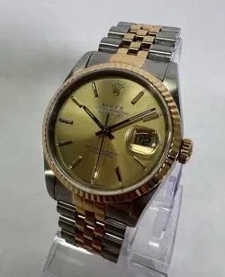 ROLEX DATEJUST 16233 GOLD AND SILVER JUBILEE BRACELET WITH GOLD BEZEL 36MM