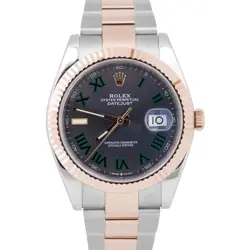ROLEX DATEJUST 41MM WIMBLEDON RHODIUM ROMAN STEEL 18K ROSE GOLD OYSTER 126331