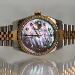 MOTHER OF PEARL ROLEX DATEJUST DIAMOND DIAL WRISTWATCH