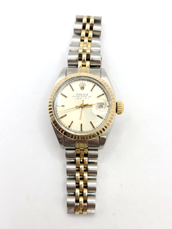 ROLEX LADIES DATE 6917 CHAMPAGNE DIAL 18K YELLOW GOLD STAINLESS STEEL 26MM