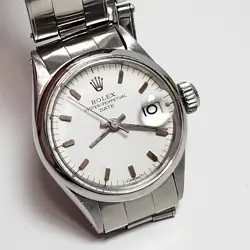 ROLEX LADIES DATE 26 MM STEEL WHITE DIAL OYSTER AUTOMATIC WATCH 6516 CIRCA 1967