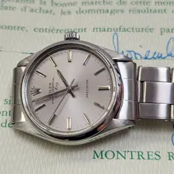 W/PAPERS 1973 ROLEX AIR KING PRECISION 34 MM STEEL AUTOMATIC OYSTER WATCH 5500