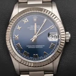 ROLEX DATEJUST 78240 FLUTED BEZEL WATCH 31MM OYSTER BLUE ROMAN DIAL