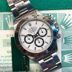 Rolex Daytona 16520 White Steel Automatic Chronograph Wristwatch Box Papers