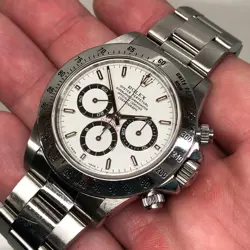 Rolex Daytona 16520 White Steel Automatic Chronograph Wristwatch Box Papers