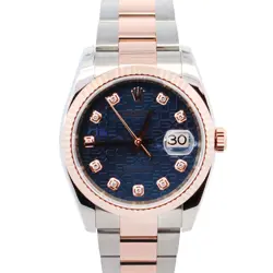 ROLEX DATEJUST 36MM BLUE DIAL WATCH 116231 ROSE GOLD