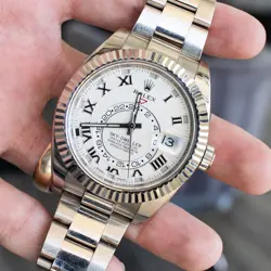 ROLEX 326939 SKY-DWELLER WHITE GOLD IVORY DIAL WATCH