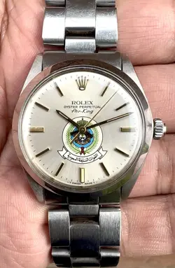 VINTAGE ROLEX AIR-KING REF 5500 SAUDI ARMED FORCES LOGO DIAL WATCH YEAR 1983