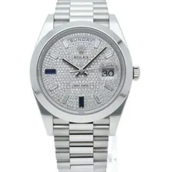 ROLEX Day-Date 40 Watch 2P Sapphire 8P Diamond Pavé Diamond Dial 228206 Box...