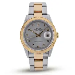 ALL FACTORY 36MM ROLEX DATEJUST SS/18K YELLOW GOLD THUNDER BIRD GREY DIAL WATCH