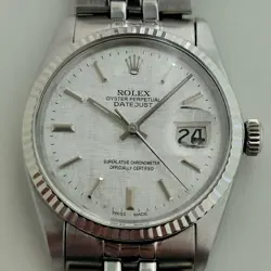 MENS ROLEX DATEJUST 16014 LINEN 1980S 36MM 18K GOLD SS AUTOMATIC SWISS RA392