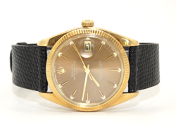 1978 ROLEX 1500 34MM MEN'S OYSTER PERPETUAL DATE 14KT GOLD BROWN DIAL #WI430