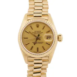 VINTAGE Rolex DateJust President 26mm CHAMPAGNE 18K Yellow Gold Fluted 6917