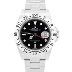 NOS STICKERED ROLEX EXPLORER II 40MM 3186 BLACK RED STEEL REHAUT 16570 WATCH