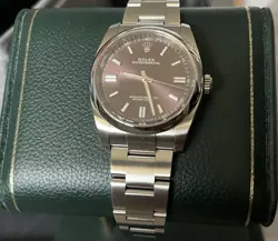 ROLEX 116000 OYSTER PERPETUAL 36MM RED GRAPE DIAL 2016 FULL SET