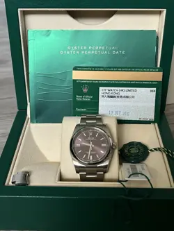 Rolex 116000 OYSTER PERPETUAL 36mm Red Grape DIAL 2016 Full Set